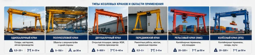 Виды промышленных козловых кранов